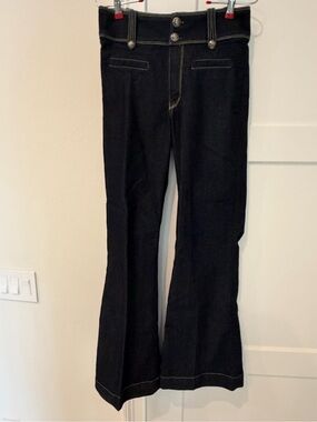 Rich & Skinny Deep Navy Flare Jeans with Contrast Stitching